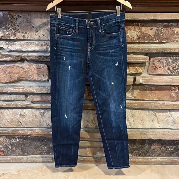 Vince Five Pocket Relaxed Rolled Dark Wash Jeans - Picture 1 of 10